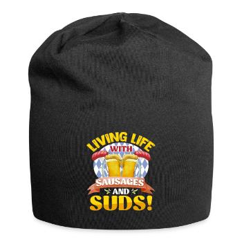 Beer fan Living Life with Sausages and Suds! - Jersey Beanie - black - Front