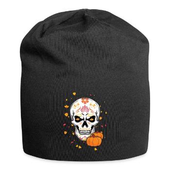 Fall Autumn Floral Muertos Day Of Dead Halloween - Jersey Beanie - black - Front