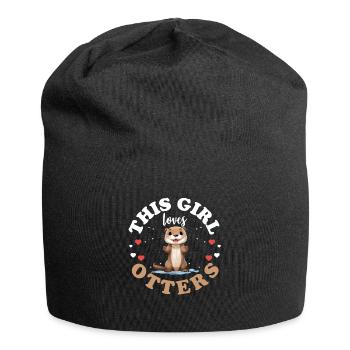 Otter Animal Kids & Adult - This Girl loves Otters - Jersey Beanie - black - Front