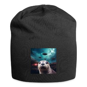 Alien UFO Funny River Otter - Bonnet en jersey - noir - Devant