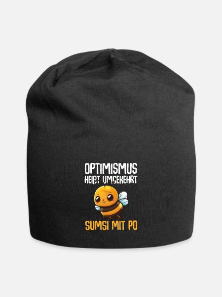 Optimismus heißt umgekehrt Sumsi mit Po - Jersey-Beanie - Schwarz
