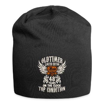 parody birthday motive 48 years oldtimer rocker - Jersey-Beanie - Schwarz - Vorne