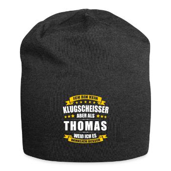 Name Thomas Vorname Klugscheisser Namenstag - Jersey-Beanie - Anthrazit - Vorne