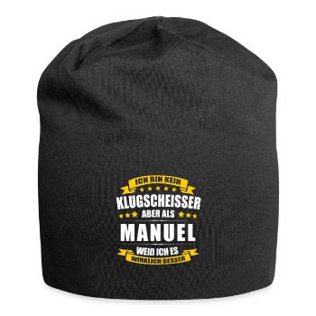 Name Manuel Vorname Klugscheisser Namenstag - Jersey-Beanie - Schwarz - Vorne