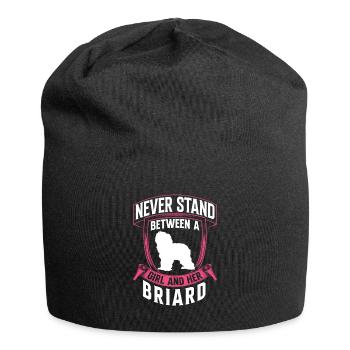 Girl and her Briard Berger de Brie - Jersey Beanie - black - Front