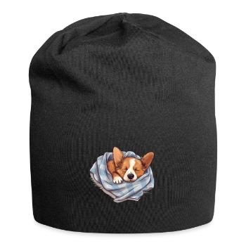 Chien Corgi endormi Chien Ami - Bonnet en jersey - noir - Devant
