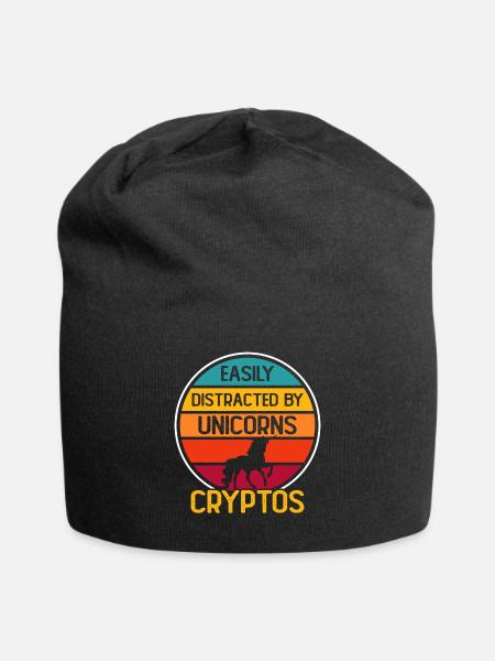 Krypto Kryptowährung Einhorn - Jersey-Beanie - Schwarz