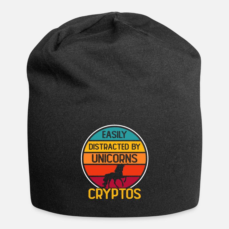Krypto Kryptowährung Einhorn - Jersey-Beanie - Schwarz