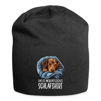 Offizielles Schlafshirt Dackel Pyjama Oberteil - Jersey-Beanie - Schwarz - Vorne
