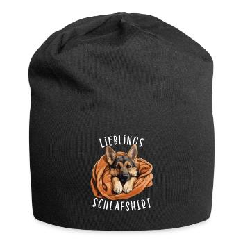 Lieblings Schlafshirt Schäferhund Pyjama Oberteil - Jersey-Beanie - Schwarz - Vorne