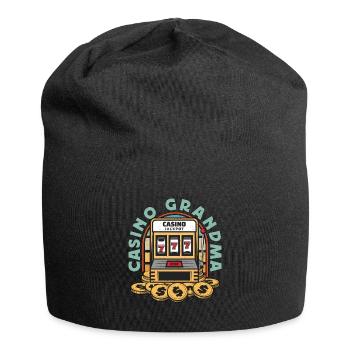 Slots Machine Casino Grandma Lucky Slots Gambling - Jersey Beanie - black - Front