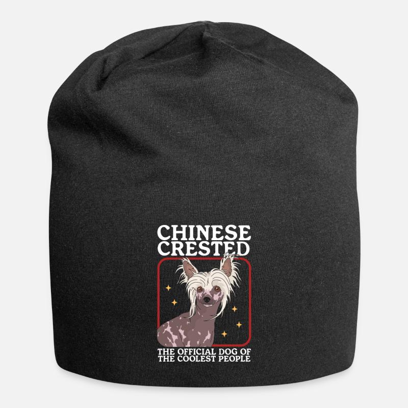 Chinesischer Schopfhund Chinese Crested Geschenk - Jersey-Beanie - Schwarz