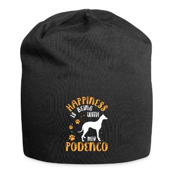 Podenco makes happy Spanish greyhound - Jersey Beanie - black - Front
