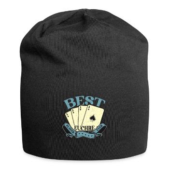 Euchre Best Euchre Player Ever Loves Playing Cards - Jersey Beanie - black - Front
