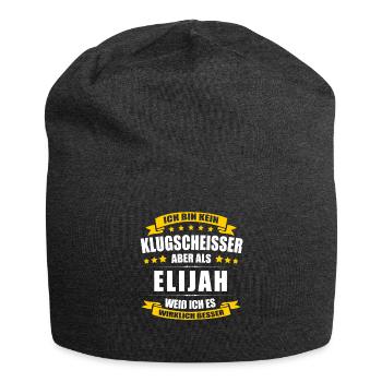 Name Elijah Vorname Klugscheisser Namenstag - Jersey-Beanie - Anthrazit - Vorne