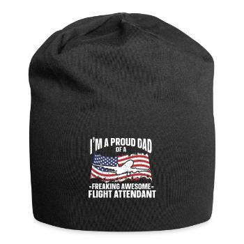 Flight Attendant Papa Stewardess Flight Attendant - Jersey Beanie - black - Front