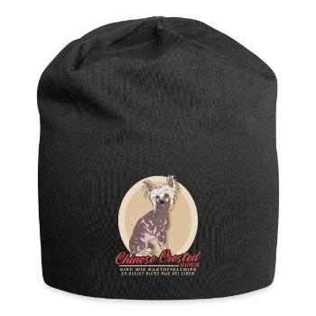 Chinese Crested Chinesische Schopfhunde Geschenk - Jersey-Beanie - Schwarz - Vorne