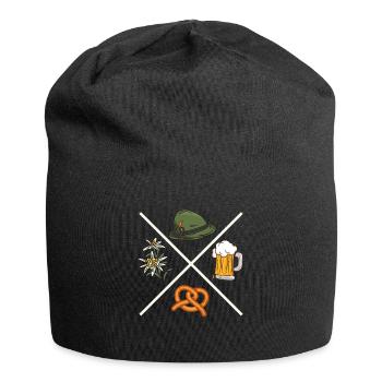 Bayerisch Tradition Bierkrug Brezeln Bayern - Jersey-Beanie - Schwarz - Vorne