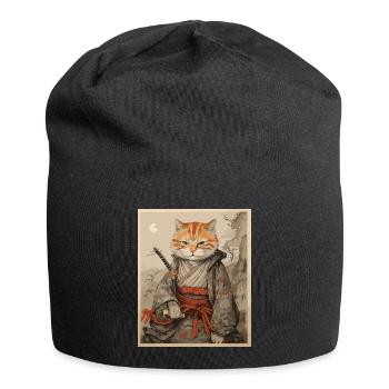 Art du samouraï Ninja Cat | Combat à l’épée du Japon ancien - Bonnet en jersey - noir - Devant
