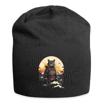 Japanese Samurai Kitty Swordplay - Jersey Beanie - black - Front