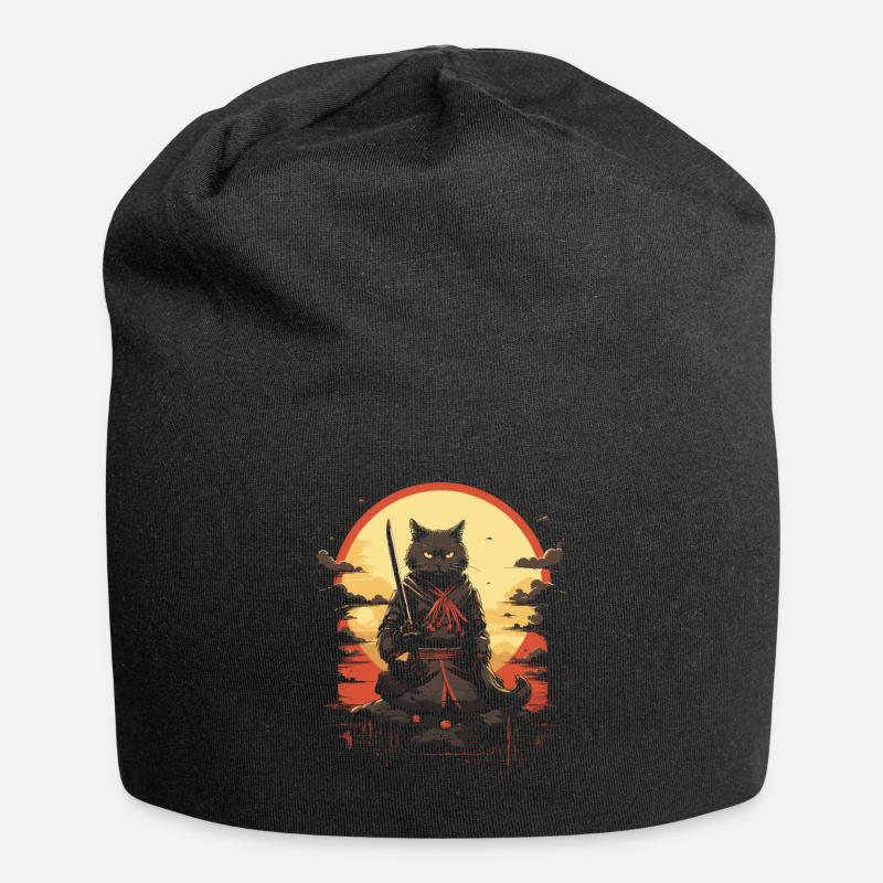 Guerrier chat japonais - Bonnet en jersey - noir