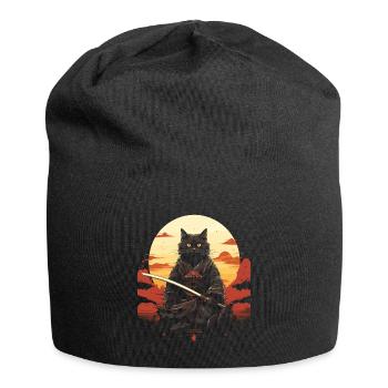 Épée de samouraï Ninja Cat | Meow Warrior - Bonnet en jersey - noir - Devant