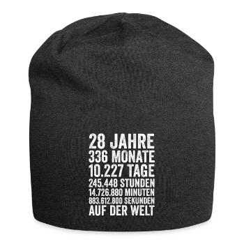 28 Jahre Achtundzwanzigster Geburtstag - Jersey-Beanie - Anthrazit - Vorne