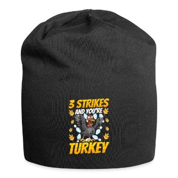 Thanksgiving Bowl Bowler Strike Pin Sport Bowling - Jersey Beanie - black - Front