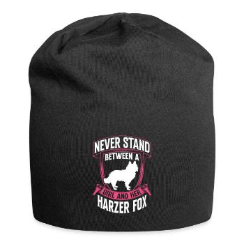 Girl and her Harz Fox Old German Herding Dog - Jersey Beanie - black - Front