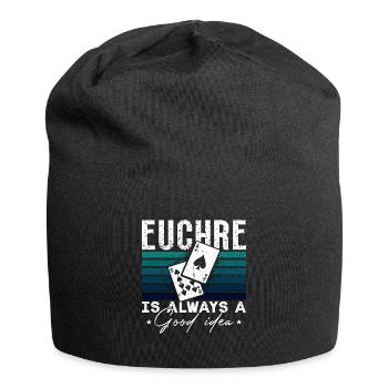 Euchre est toujours une bonne idée Pinochle carte à jouer - Bonnet en jersey - noir - Devant