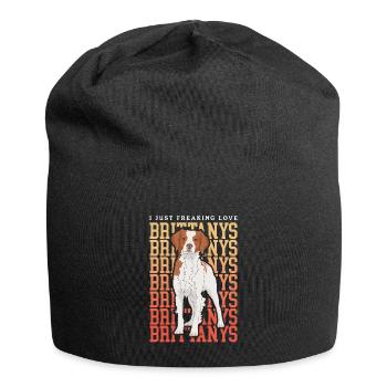Brittany Pointing Dog Spaniel Breton Gift - Jersey Beanie - black - Front