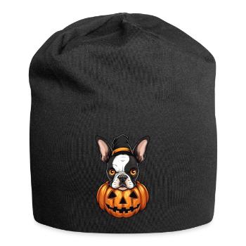 Boston Terrier Hundekürbis Faule Halloween-Party - Jersey-Beanie - Schwarz - Vorne