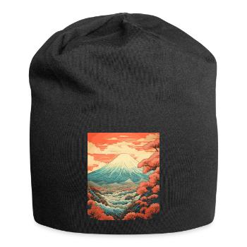 Impression d’art paysager japonais du mont Fuji - Bonnet en jersey - noir - Devant