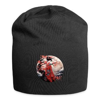 Japanese Geisha Art Print Traditional Kimono - Jersey-Beanie - Schwarz - Vorne