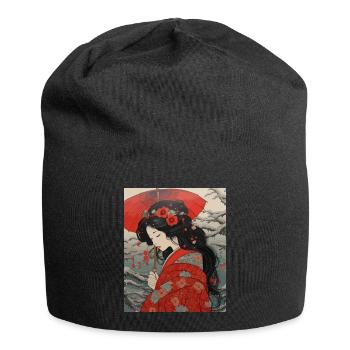 Japanese Print Geisha Art - Jersey Beanie - black - Front