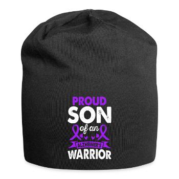 Fils du Mois de la sensibilisation au guerrier Alzheimer Lila - Bonnet en jersey - noir - Devant