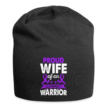 Ehefrau Des Alzheimer-kriegermonats Lila Band - Jersey-Beanie - Schwarz - Vorne