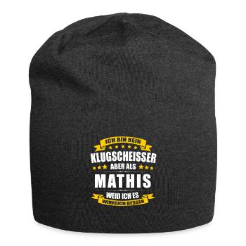 Name Mathis Vorname Klugscheisser Namenstag - Jersey-Beanie - Anthrazit - Vorne