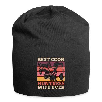 Raccoon Hunting Best Coon Huntress Wife Coon Hunt - Jersey Beanie - black - Front