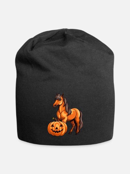 Pferd Kürbis Lazy Halloween Party Kostüm Kinder - Jersey-Beanie - Schwarz