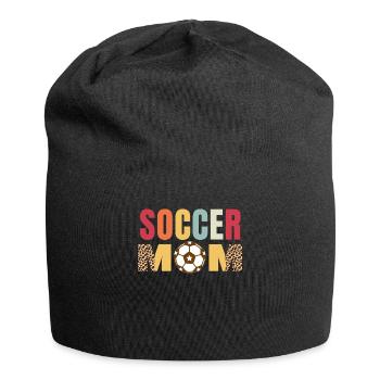 Soccer Mom Gifts Leopard Print Soccer Mom - Jersey Beanie - black - Front