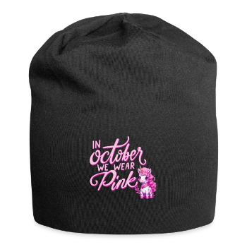 Breast Cancer October Pink Unicorn Ribbon - Jersey Beanie - black - Front