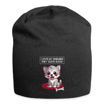 Ich liebe meine Feinde, Humor, Sarkasmus, Wolf - Jersey-Beanie - Schwarz - Vorne