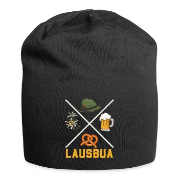 Lausbua Bayerisches Essen Bierfan Brezeln - Jersey-Beanie - Schwarz - Vorne