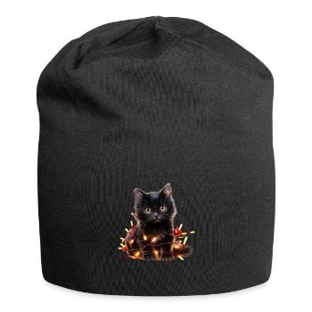 Christmas Lights Cat Christmas - Jersey Beanie - black - Front