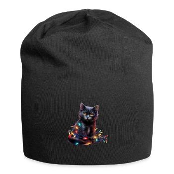 Christmas Lights Cat Christmas - Jersey Beanie - black - Front