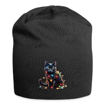 Christmas Lights Cat Christmas - Jersey Beanie - black - Front