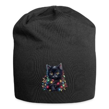 Christmas Lights Cat Christmas - Jersey Beanie - black - Front
