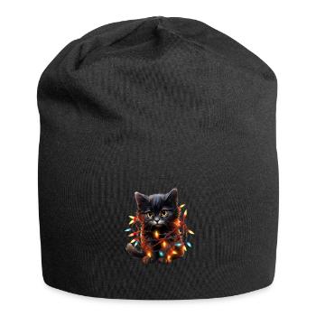 Christmas Lights Cat Christmas - Jersey Beanie - black - Front