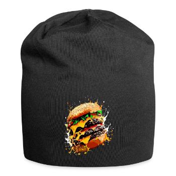 Triple Cheeseburger XXL Burger Art - Jersey-Beanie - Schwarz - Vorne